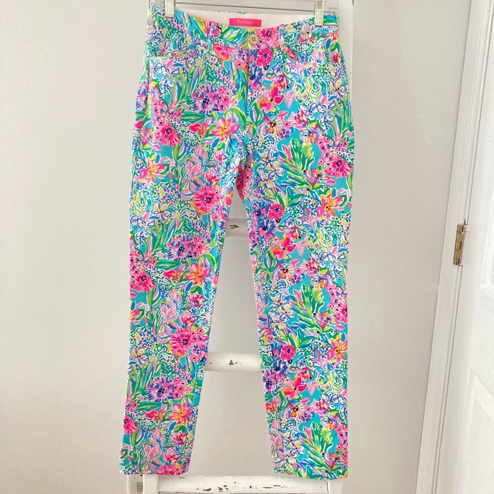 Lilly Pulitzer Pink and Green Casual pants with stretch / very good condition